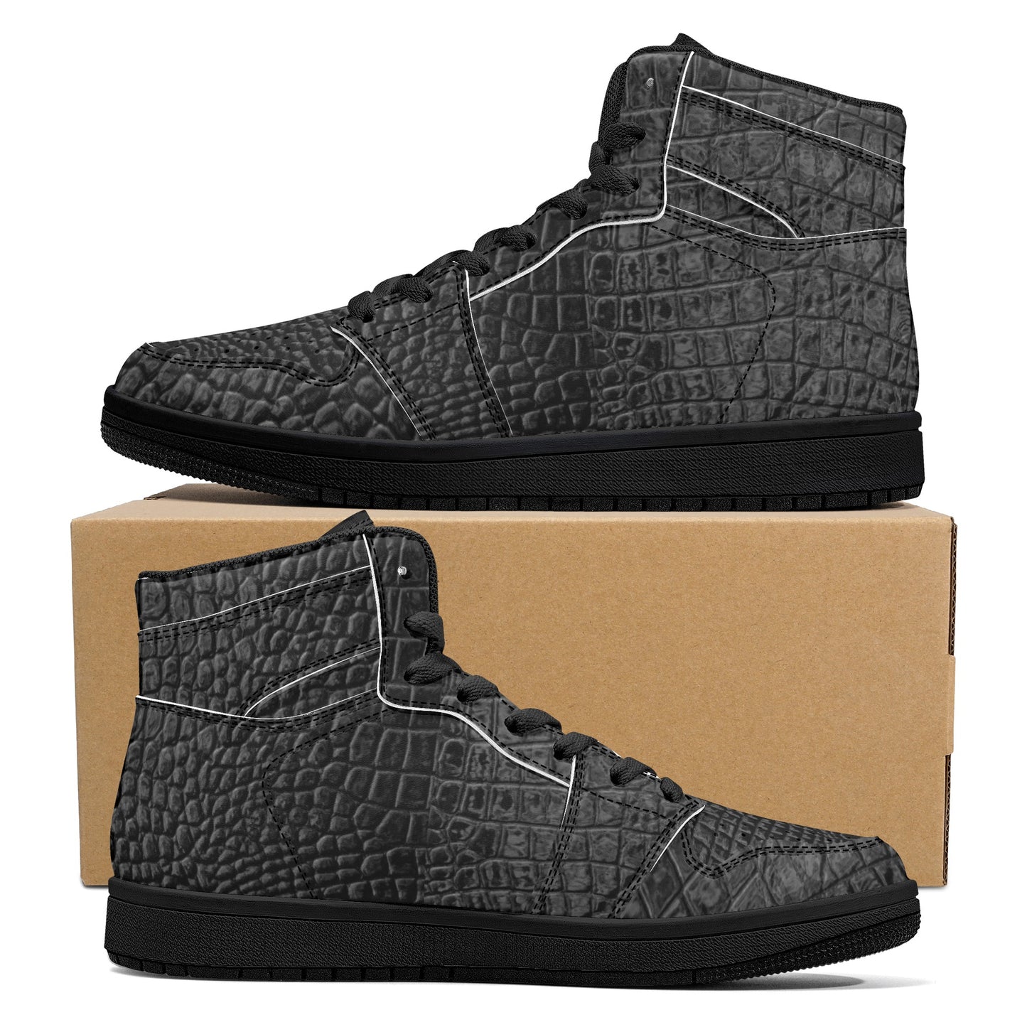 Women's Black High Top Leather Sneakers
