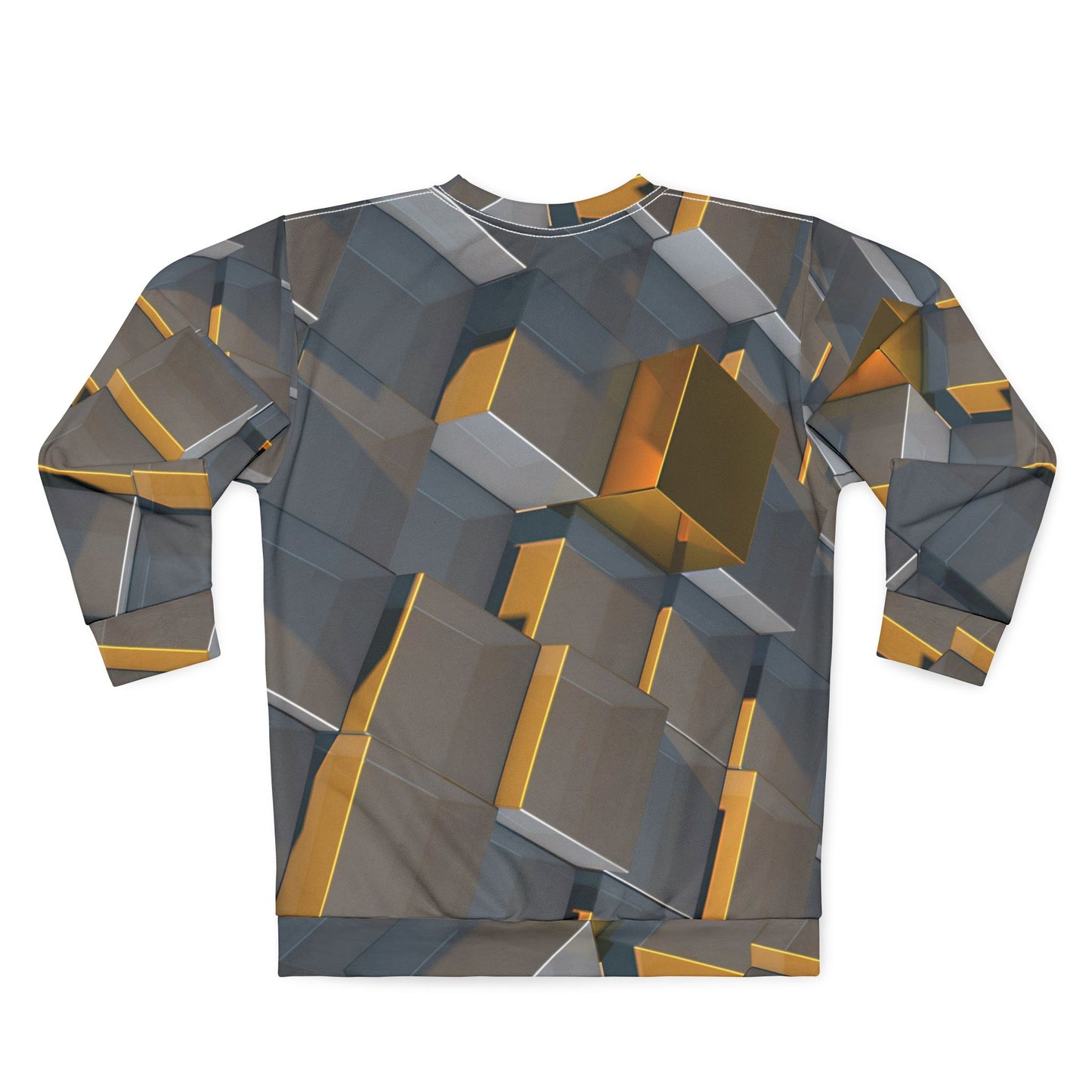 HOA Modern Geometric Unisex Sweatshirt - Stylish 3D Cube Design for Trendy Comfort