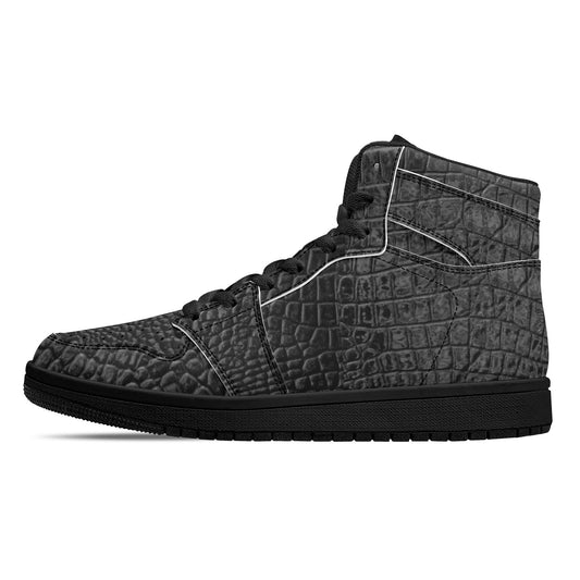 Women's Black High Top Leather Sneakers