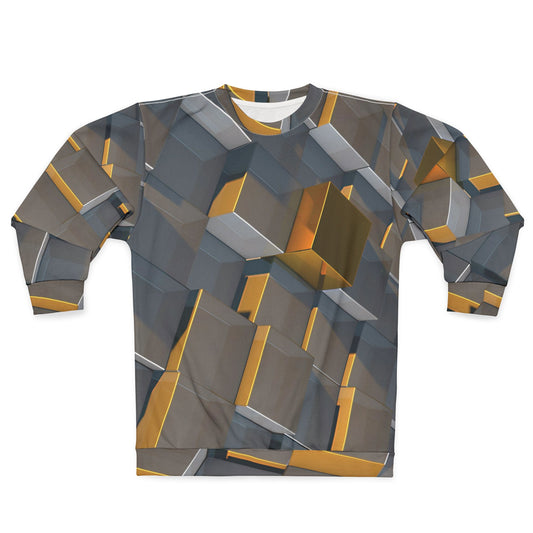 HOA Modern Geometric Unisex Sweatshirt - Stylish 3D Cube Design for Trendy Comfort